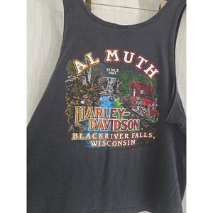 VTG 90's Harley Davidson Dealer Al Muth Black River Falls WI Sleeveless Tank 2XL